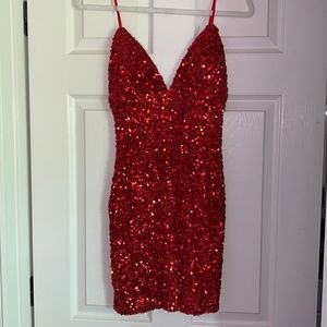 Red sequin mini dress from fashion nova